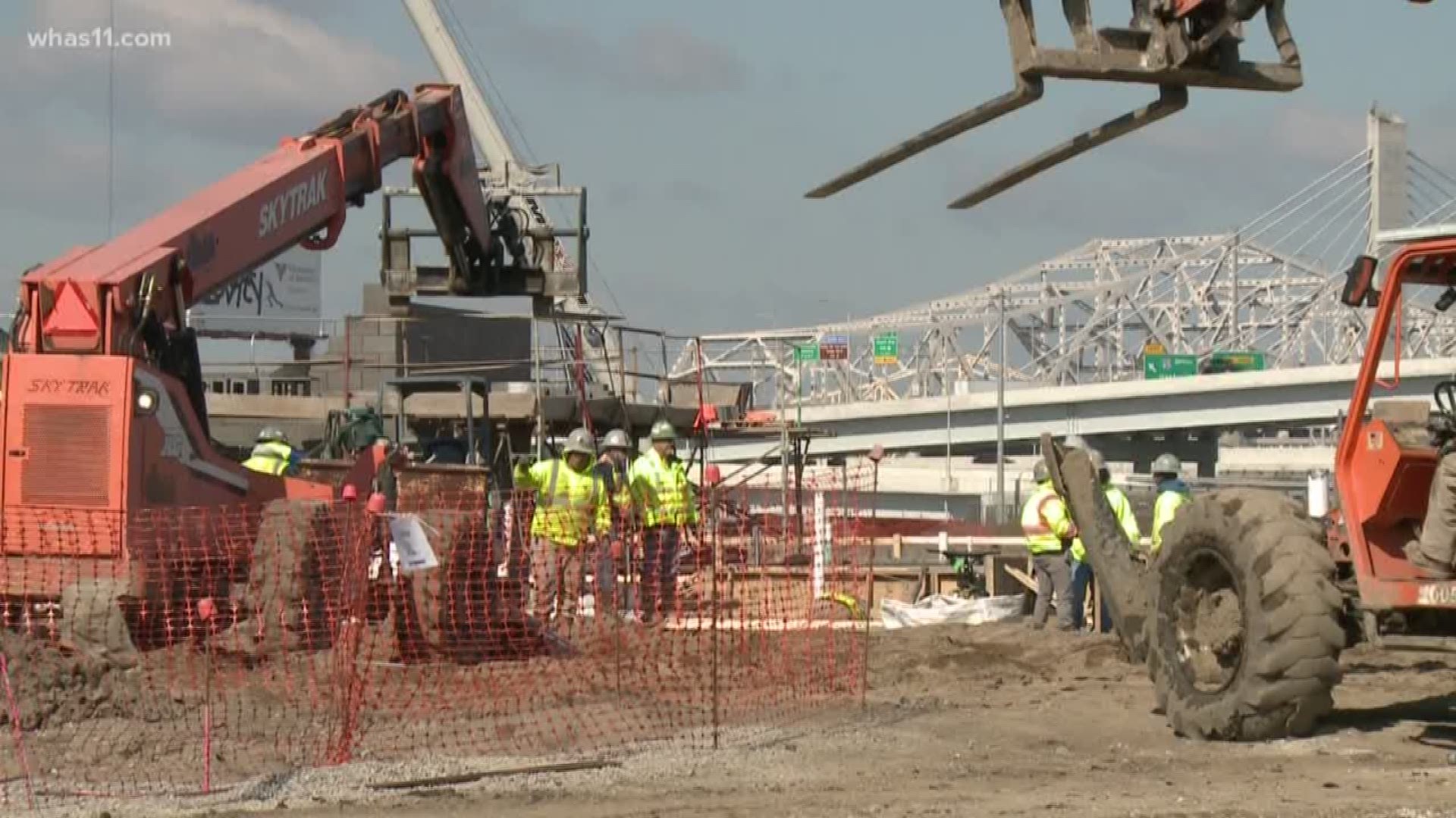 Construction crews said the rain presented a challenge, but only two days were stopped because of weather. LouCity's first home game of the season will be tomorrow at Slugger Field.