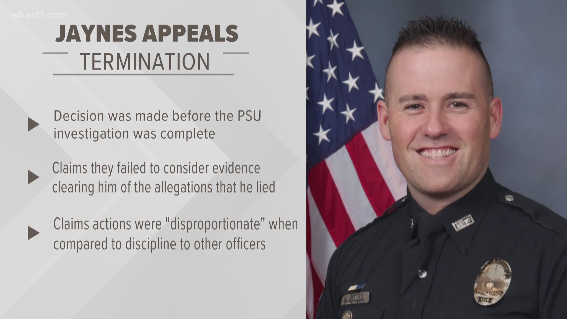 The appeal says Joshua Jaynes' firing was "disproportionate" when compares to discipline issued to other officers for similar actions.