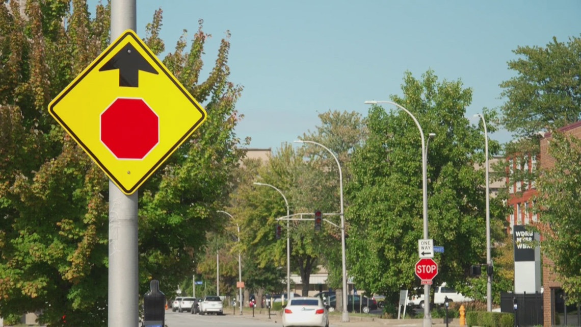 Standardized Test Stop Sign Louisville tests new stop signs downtown to slow traffic, improve ...