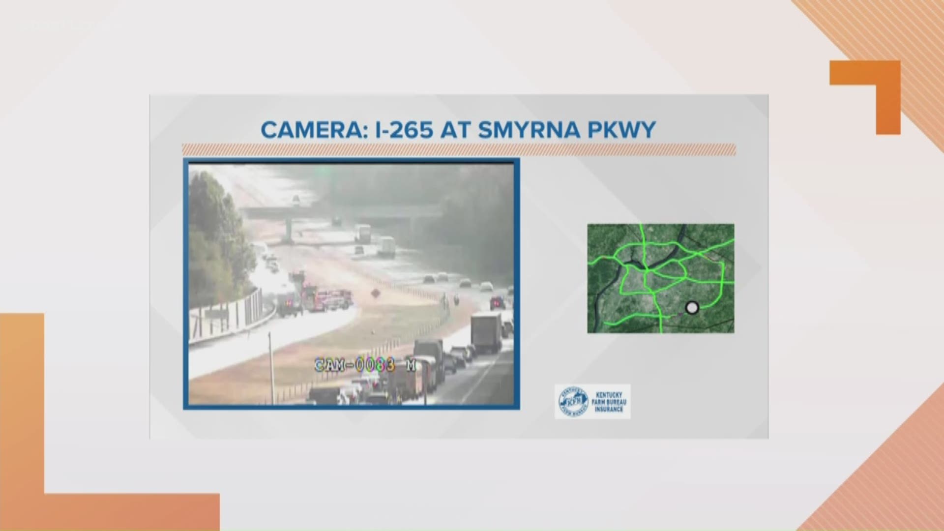 The truck caught fire Wednesday morning and has closed all lanes of the Gene Snyder near Smyrna Parkway for an 'unknown amount of time'.