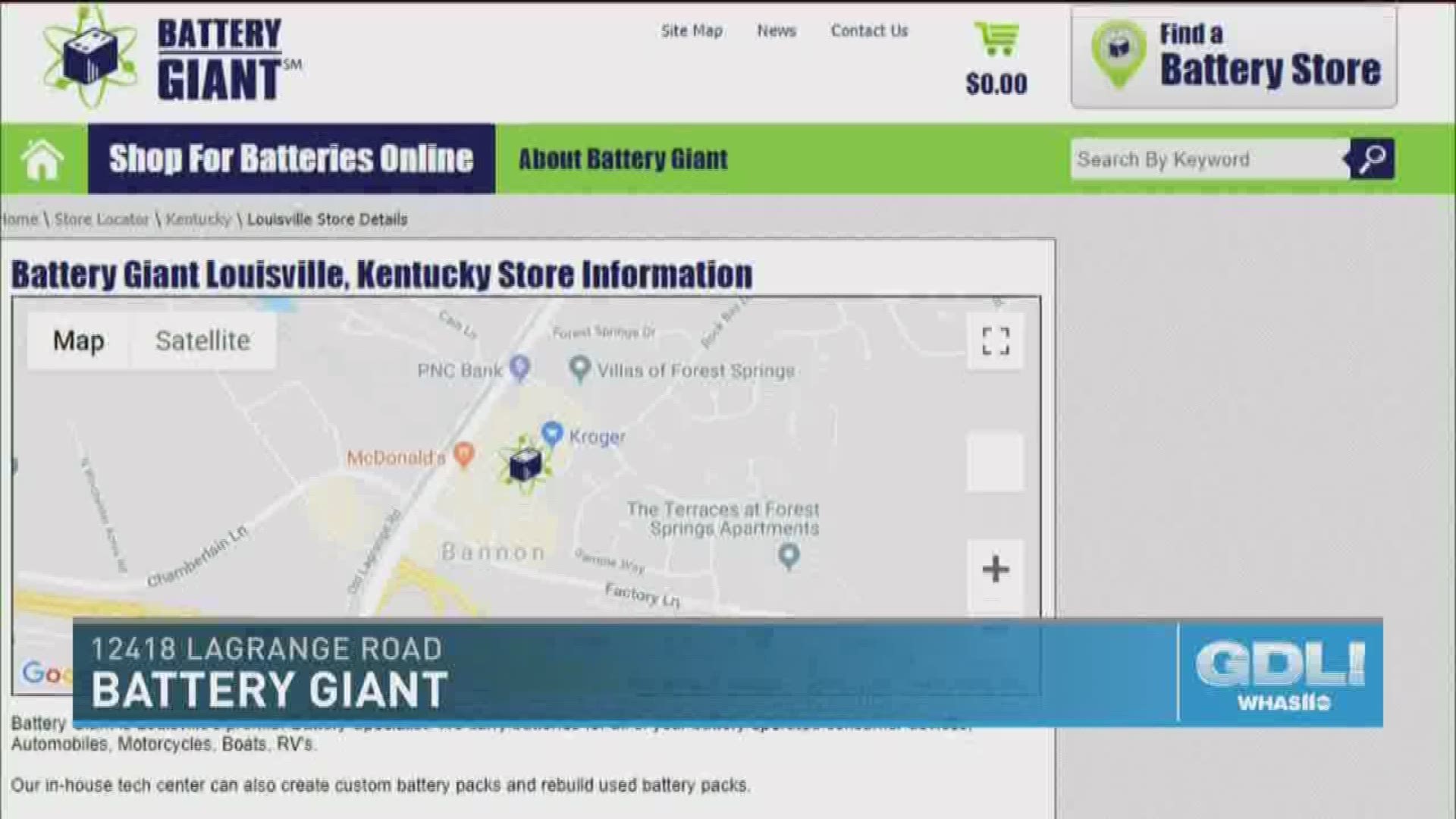 Battery Giant is located at 12418 La Grange Road in Louisville, KY.