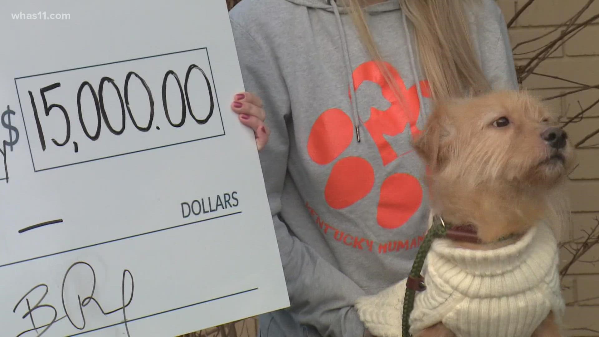 That money will help the Kentucky Humane Society give dogs and cats the care they need.
