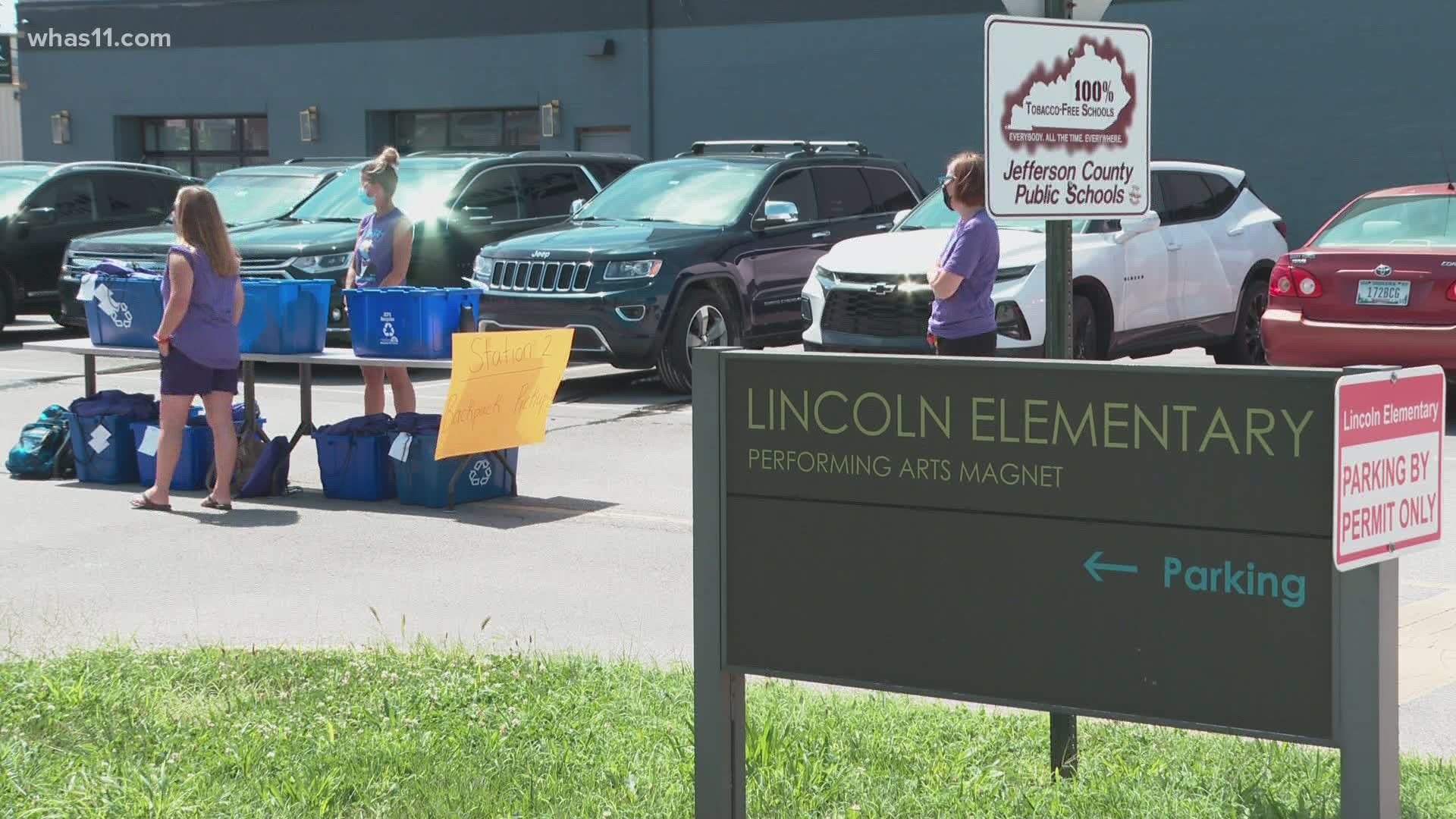 Parents of children who attend Lincoln Performing Arts School met staff members during a special drive-thru where they received supplies to kick off the new year.