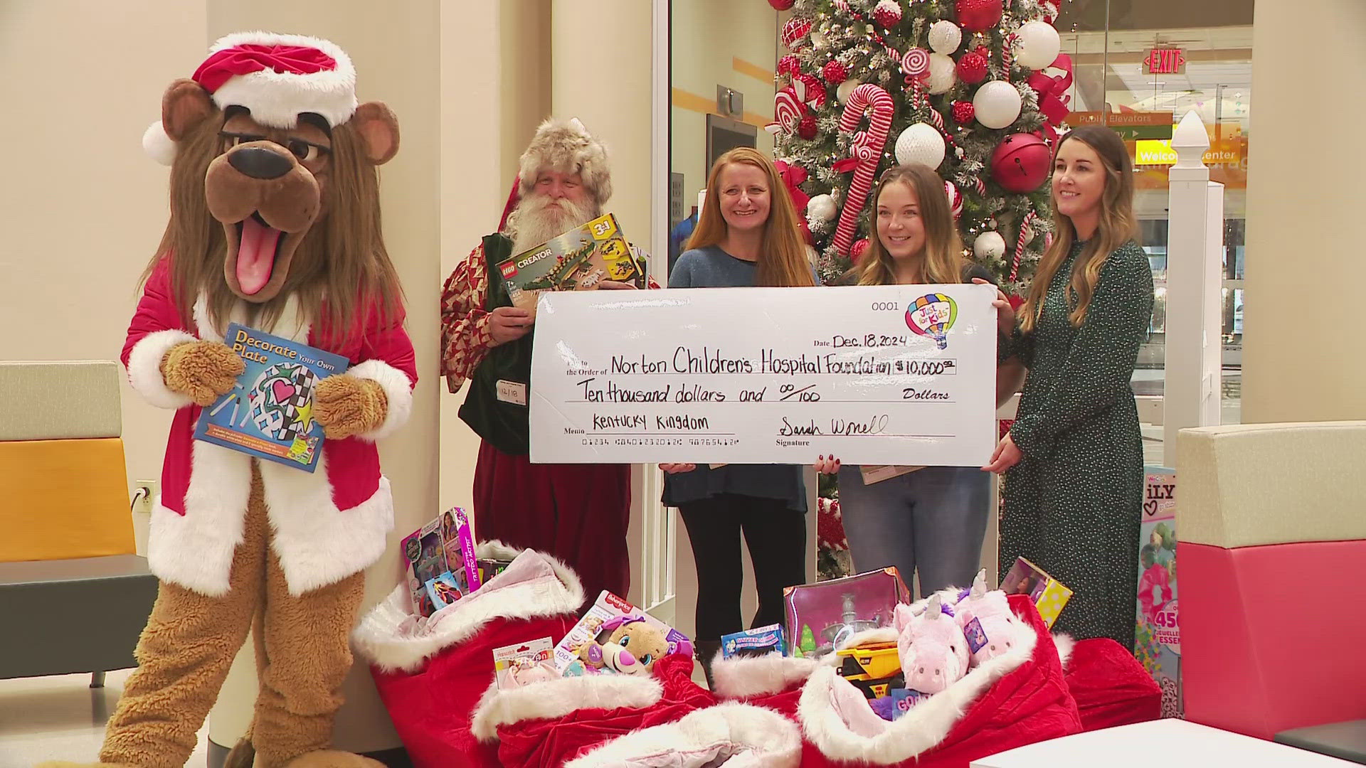 The theme park donated $10,000 to Norton Children's which it collected from a portion of ticket sales over the last few weeks.