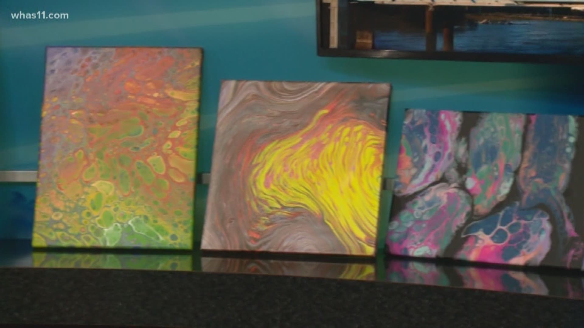 Mikayla Harbeson does acrylic paint pouring and has made about $600 in sales this year.