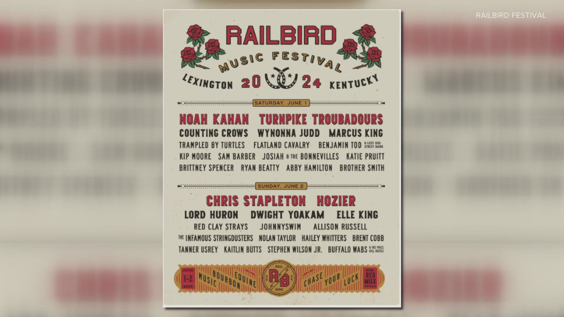 Railbird Music Festival announces 2024 lineup; Who's performing