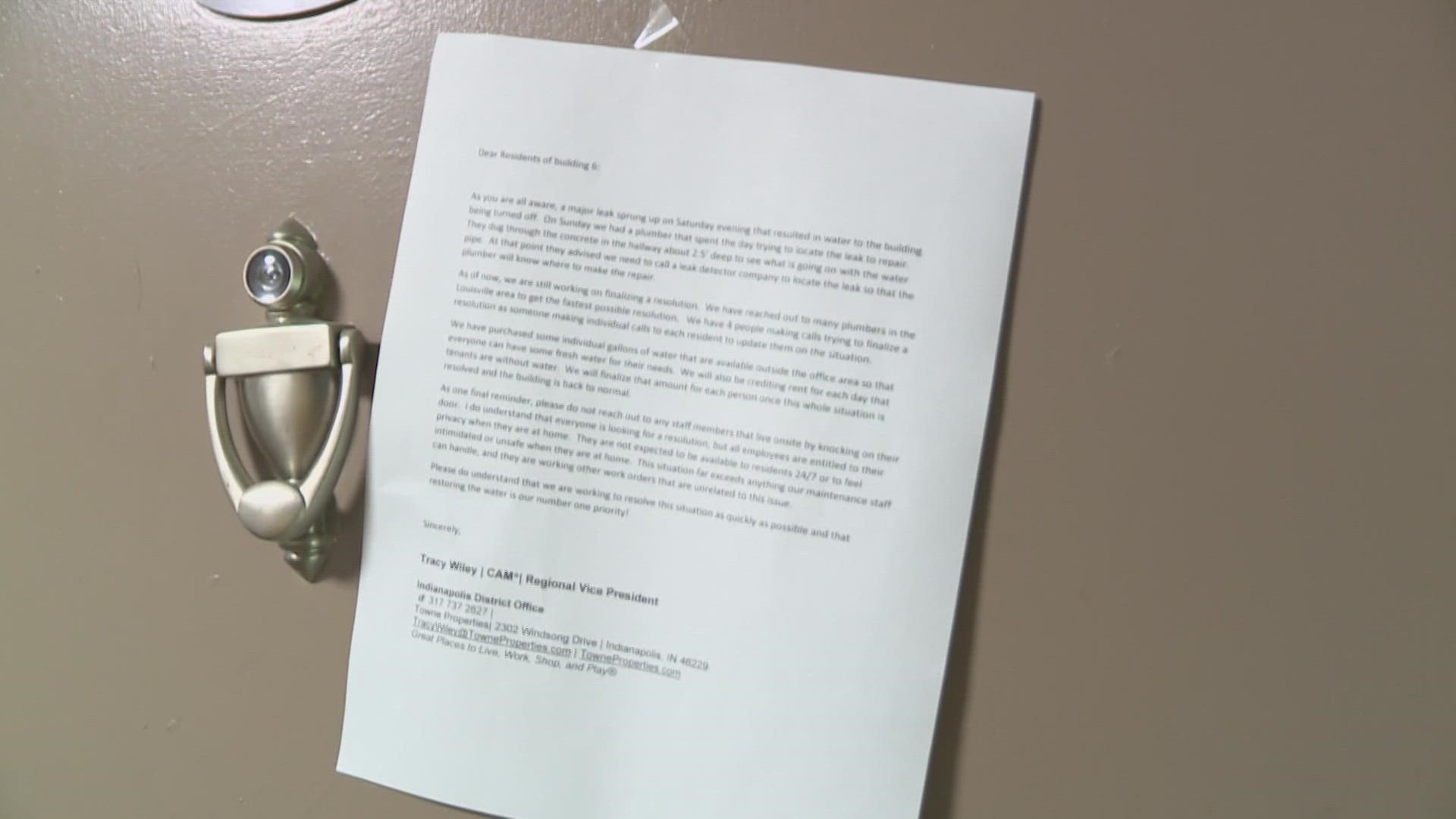 Renters at Newberry Parc said they have went three days without water and are frustrated with the lack of answers.