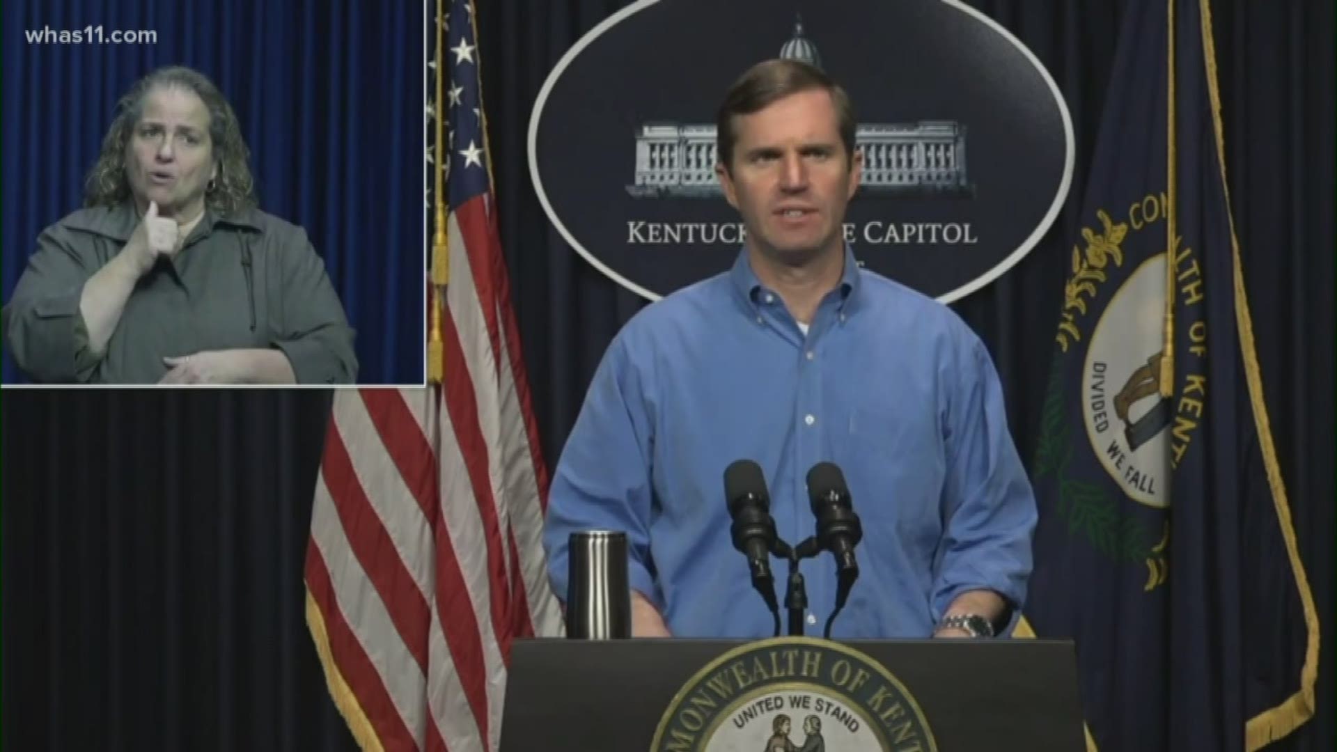 The governor said Kentucky had 114 cases and 7 deaths from COVID-19 statewide.