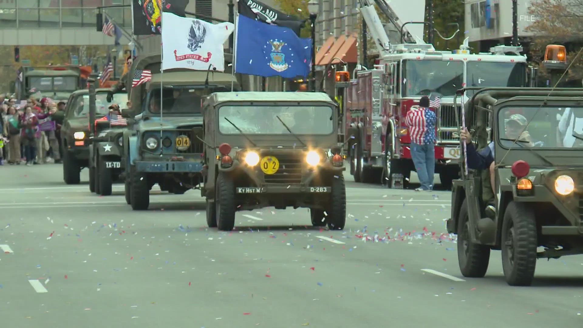 The Veterans Day Parade will be in downtown Louisville on Saturday, Nov. 11 at noon.