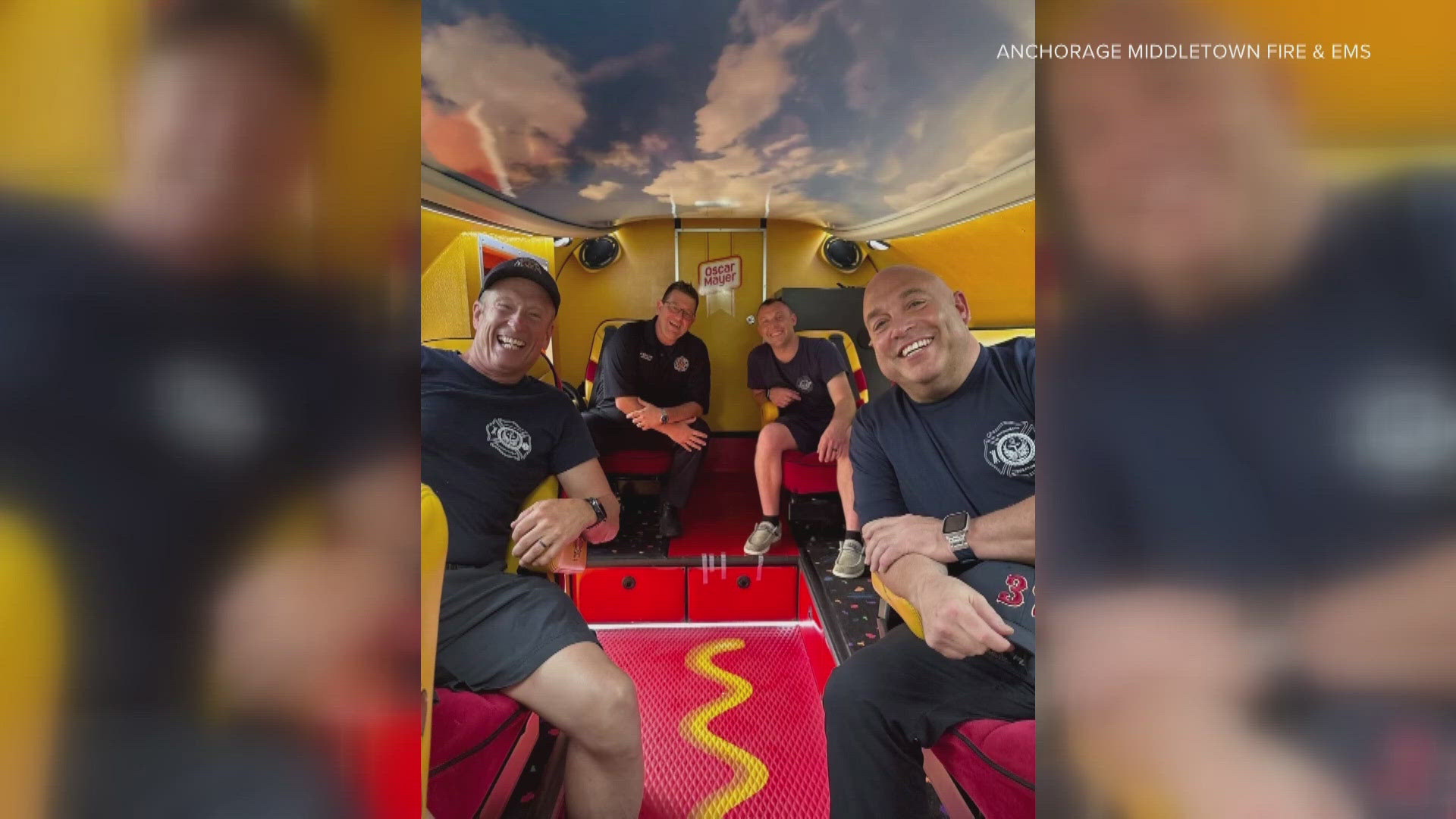 In exchange for washing the Wienermobile, the Anchorage Middletown Fire crew got to live out their childhood dreams.