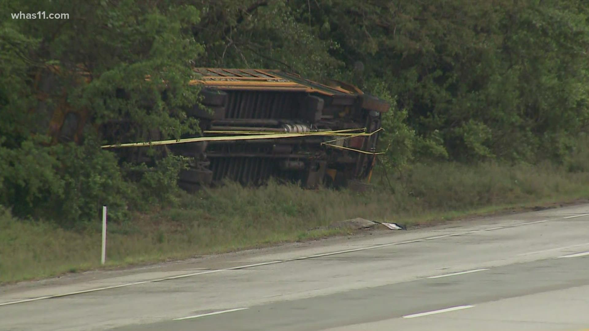 22 students were on the bus when it rolled over according to JCPS. 5 to 6 of those students are being transported to the hospital with unknown injuries.