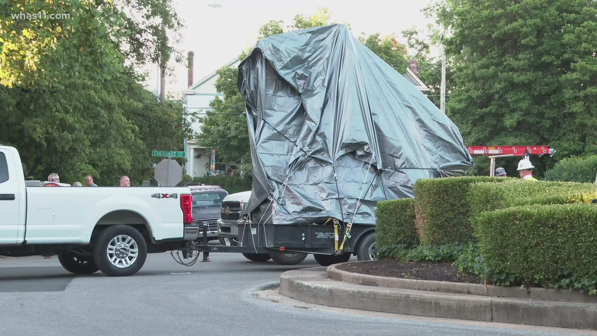 Crews took down the statue of John B. Castleman in June 2020 during the height of protests over the shooting of Breonna Taylor.