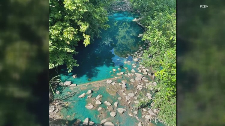 Bizarre blue water in New Albany due to chemical spill