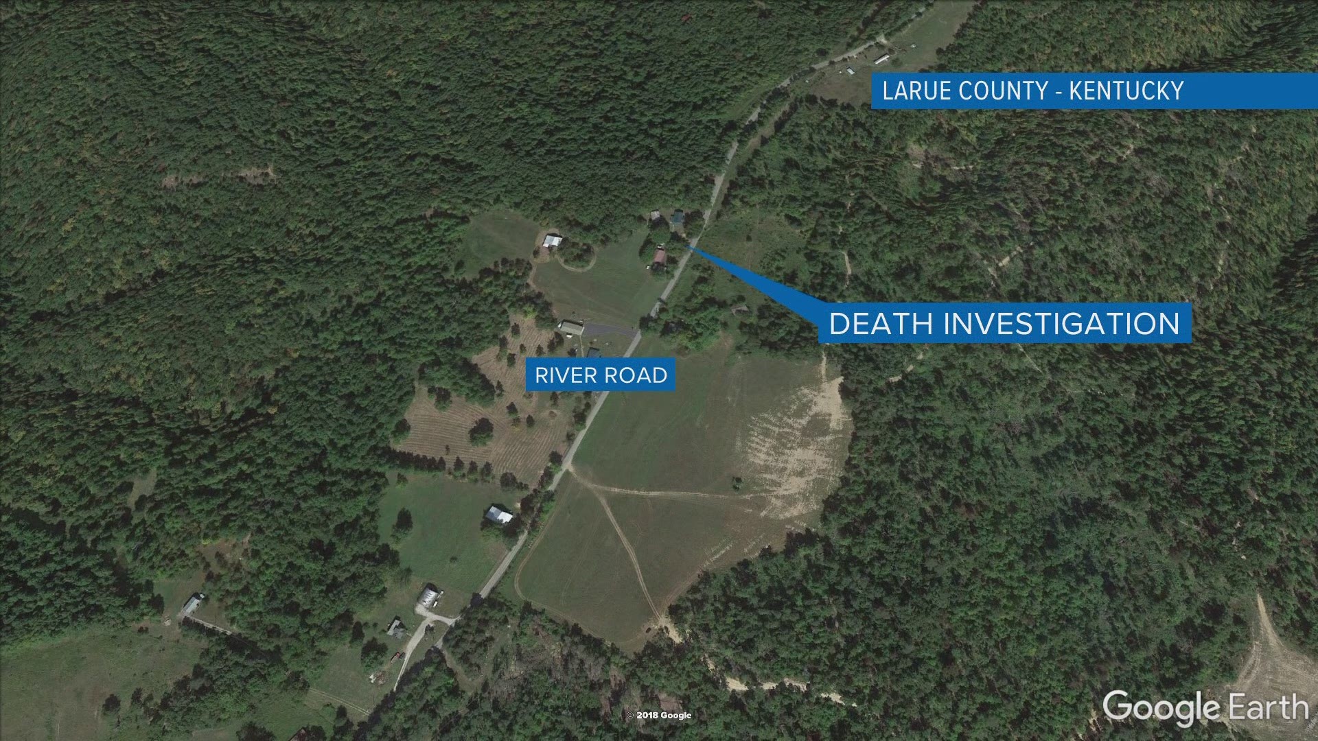 A death investigation is underway in LaRue County after reports of a shooting and fire led police to two bodies.