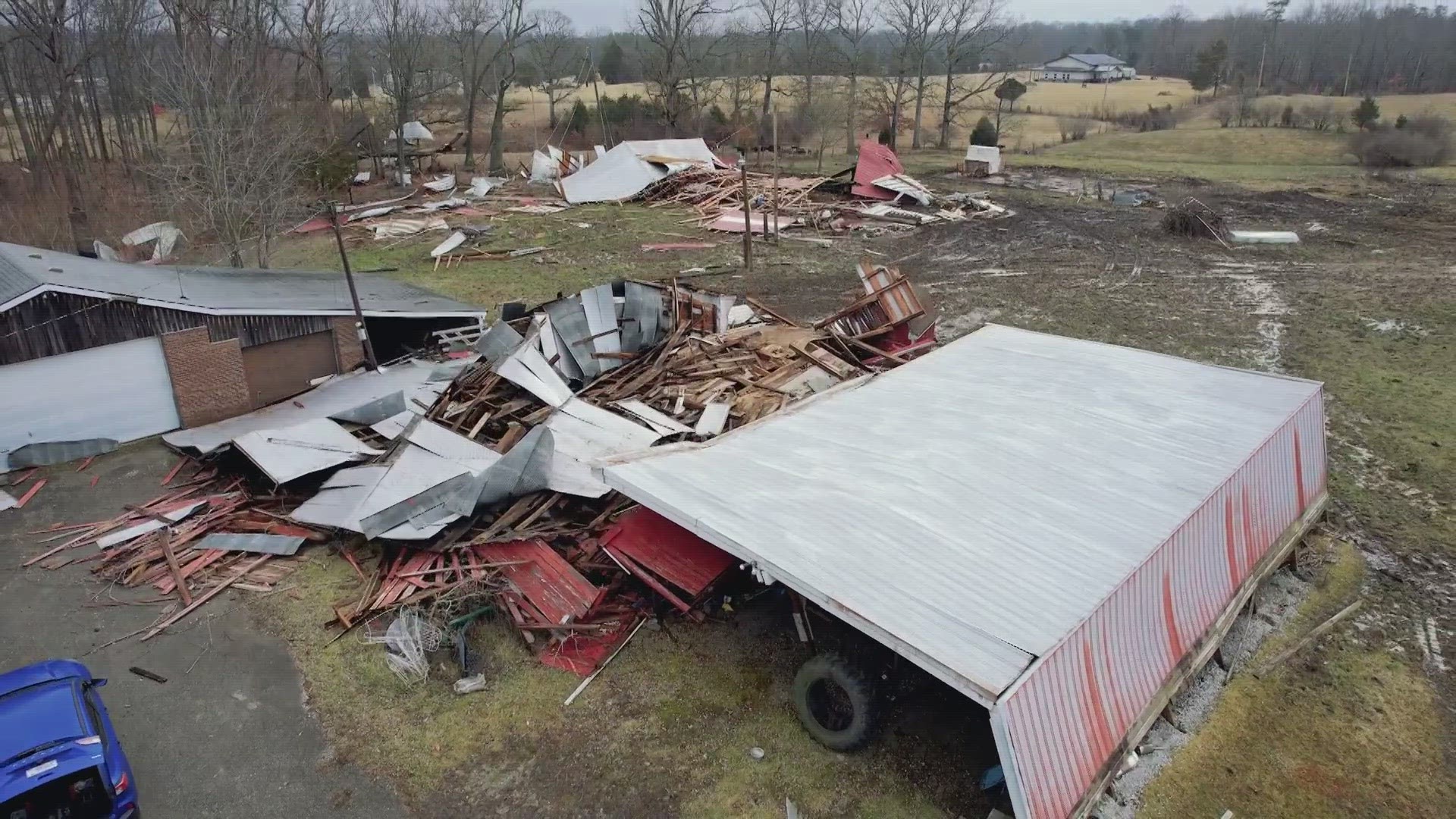 The National Weather Service Louisville said an EF-1 tornado touched down in Henryville, Indiana and Henry County, Kentucky on Saturday.
