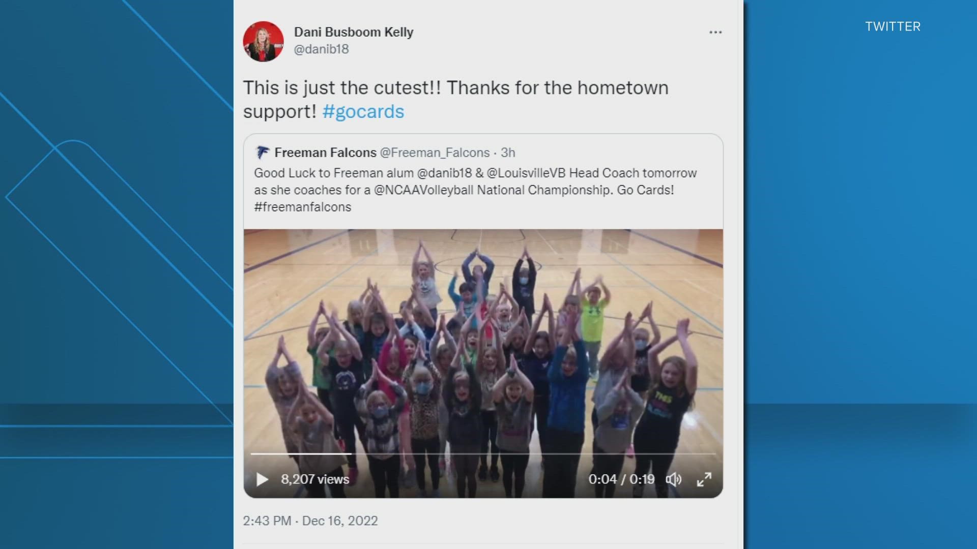 Nebraska elementary school students cheer for school alum during UofL  volleyball game 