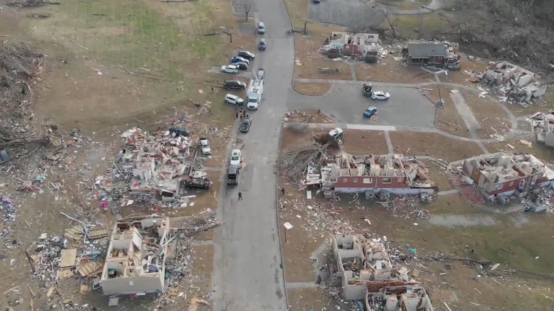 FEMA Drone captures view of tornado aftermath in Dawson Springs