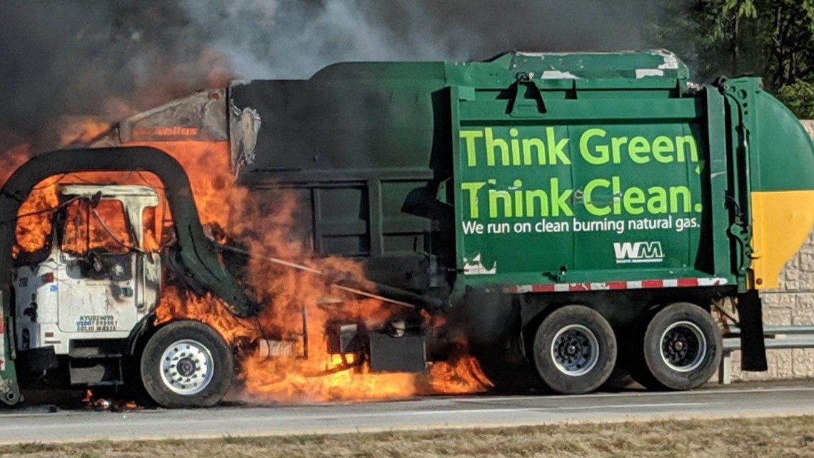 garbage truck on fire