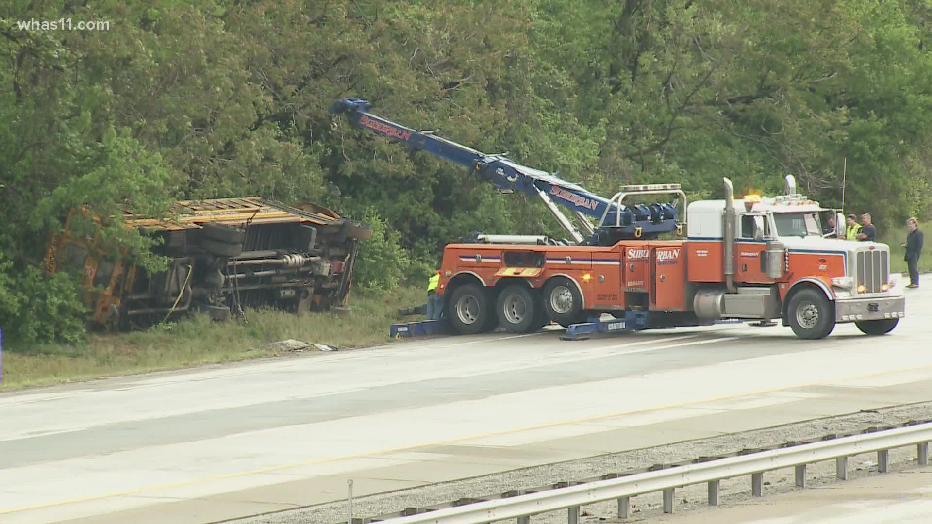 Everyone is thankful those aboard the bus are okay and the district is thanking two people who jumped in when the bus overturned on the interstate Tuesday morning.