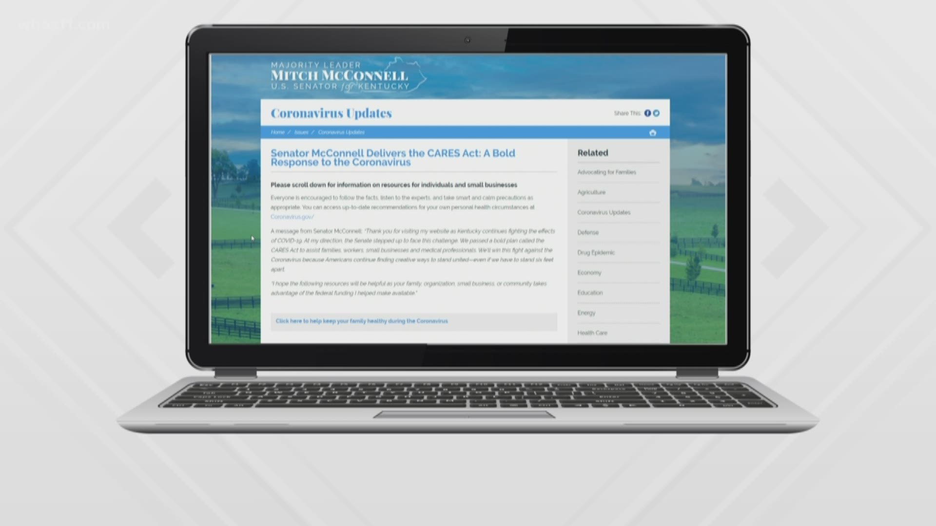 The website helps Kentuckians learn about aid in the CARES Act.