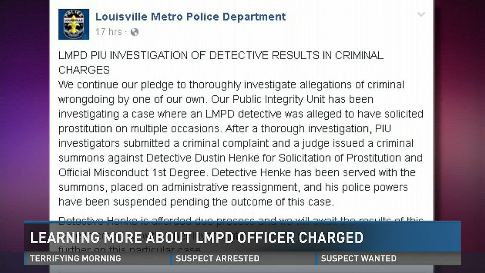 Learning more about LMPD officer charged