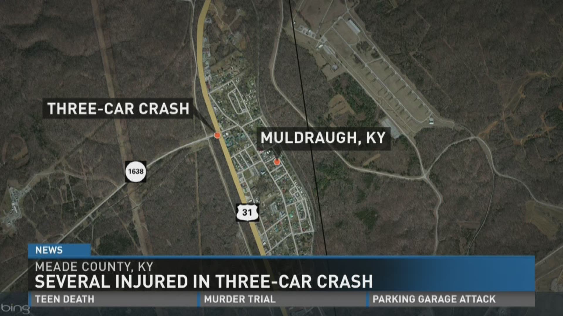 Serious injuries reported in threecar crash in Muldraugh, Ky.