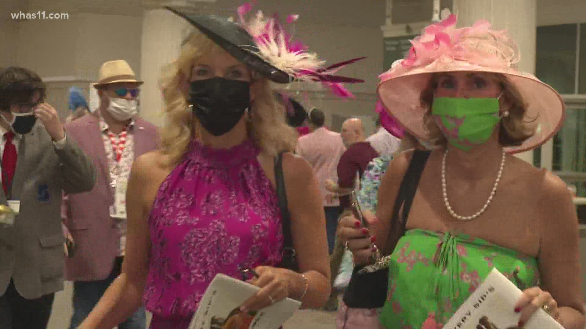 Face masks required for the small crowd allowed to attend Kentucky Oaks 2021.