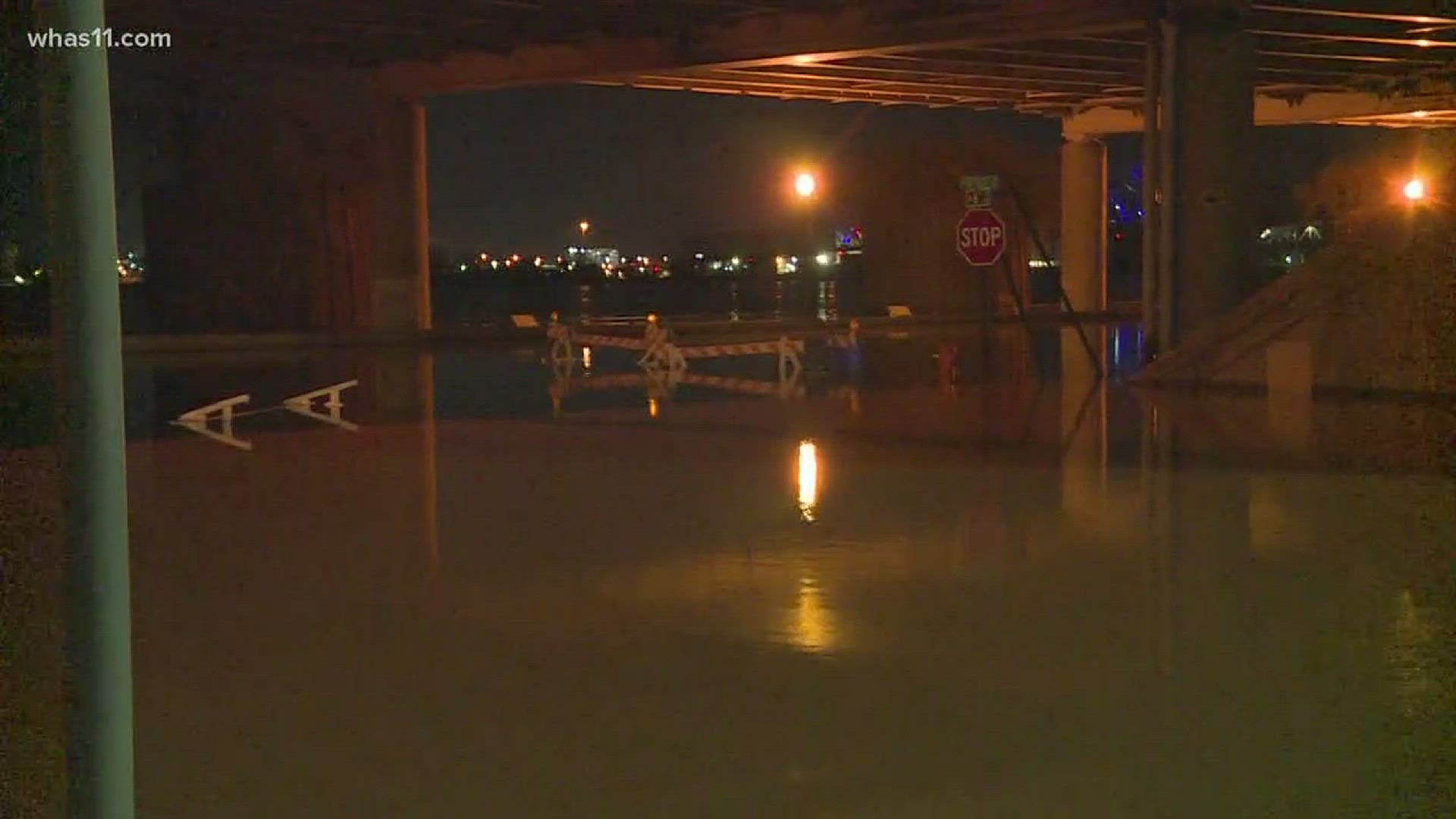 Before the rain hits on Wednesday, some areas in downtown Louisville are already flooded