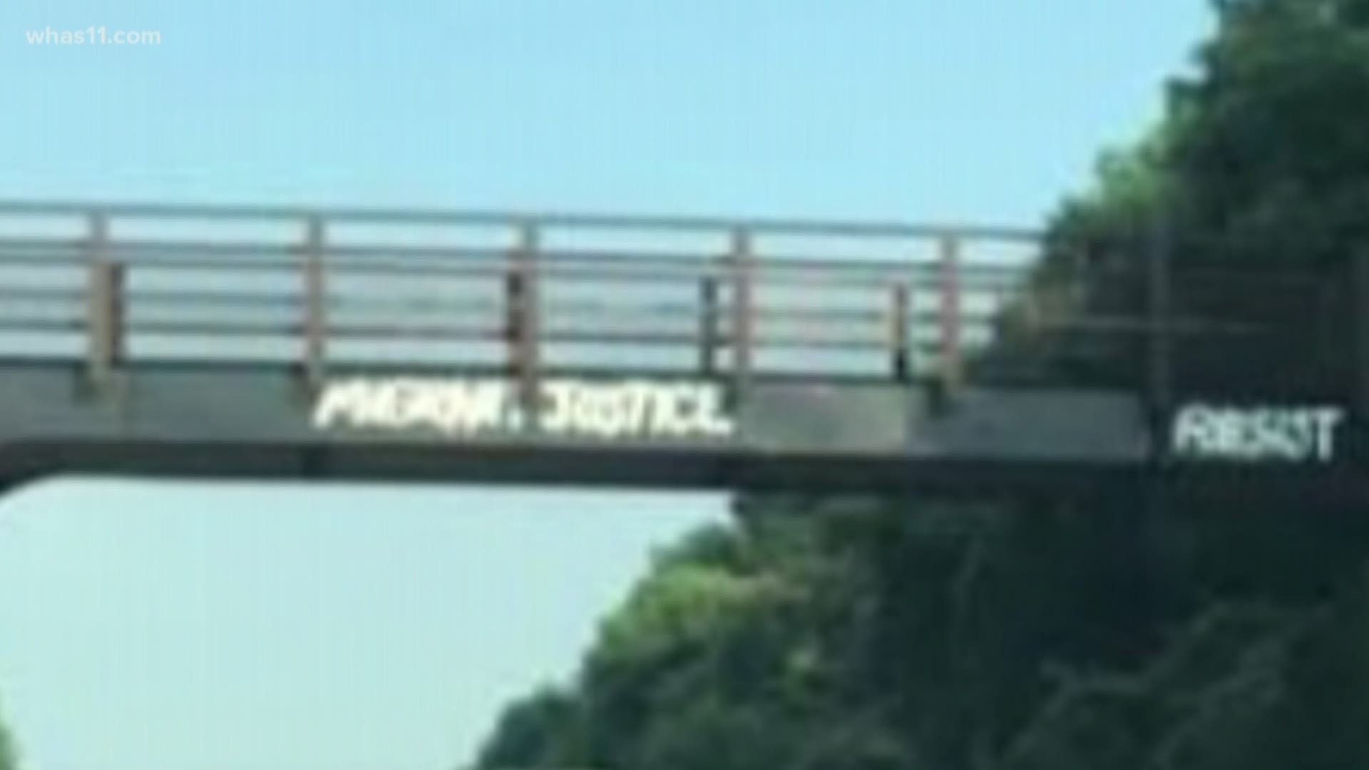 There have been several messages about Donald Trump painted on the bridge along I-64, a little before the Grinstead tunnels.