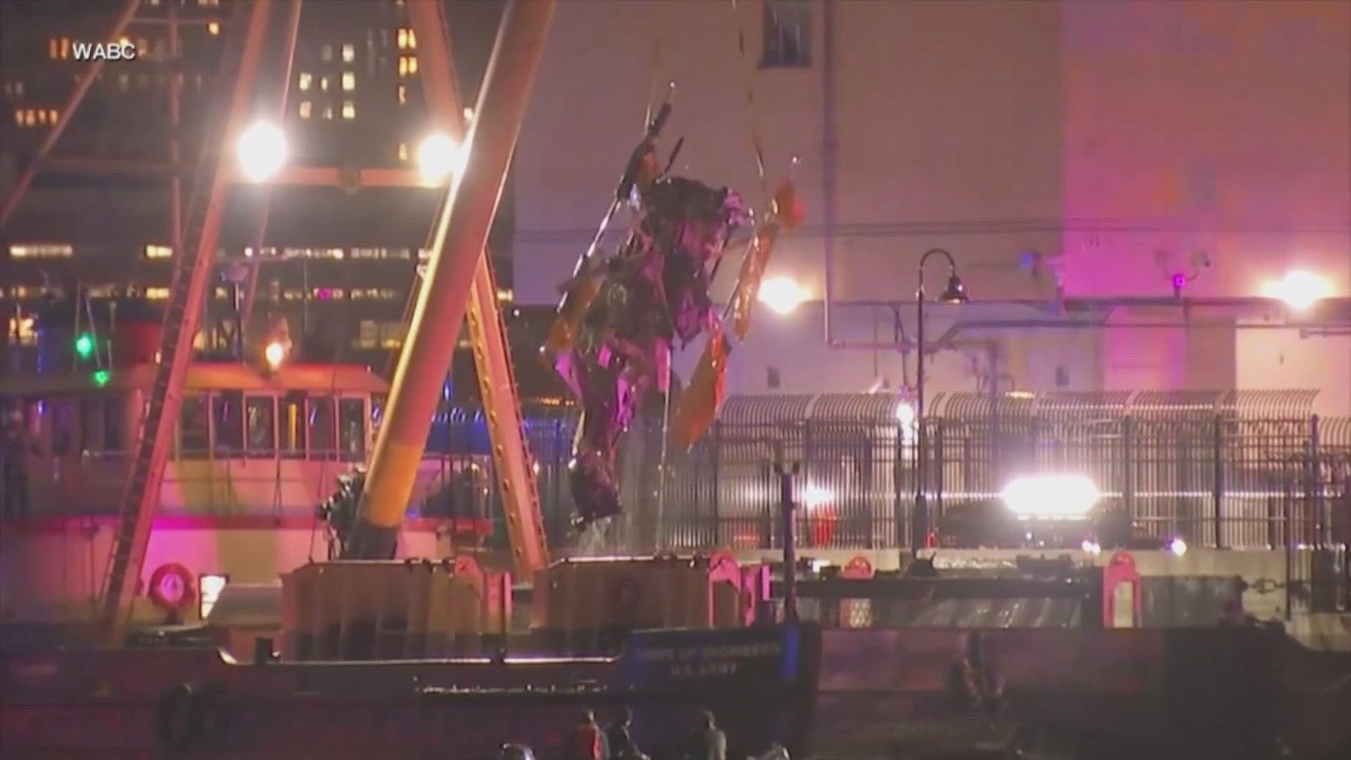 Videos posted on social media showed the helicopter mostly submerged, upside down in the water.