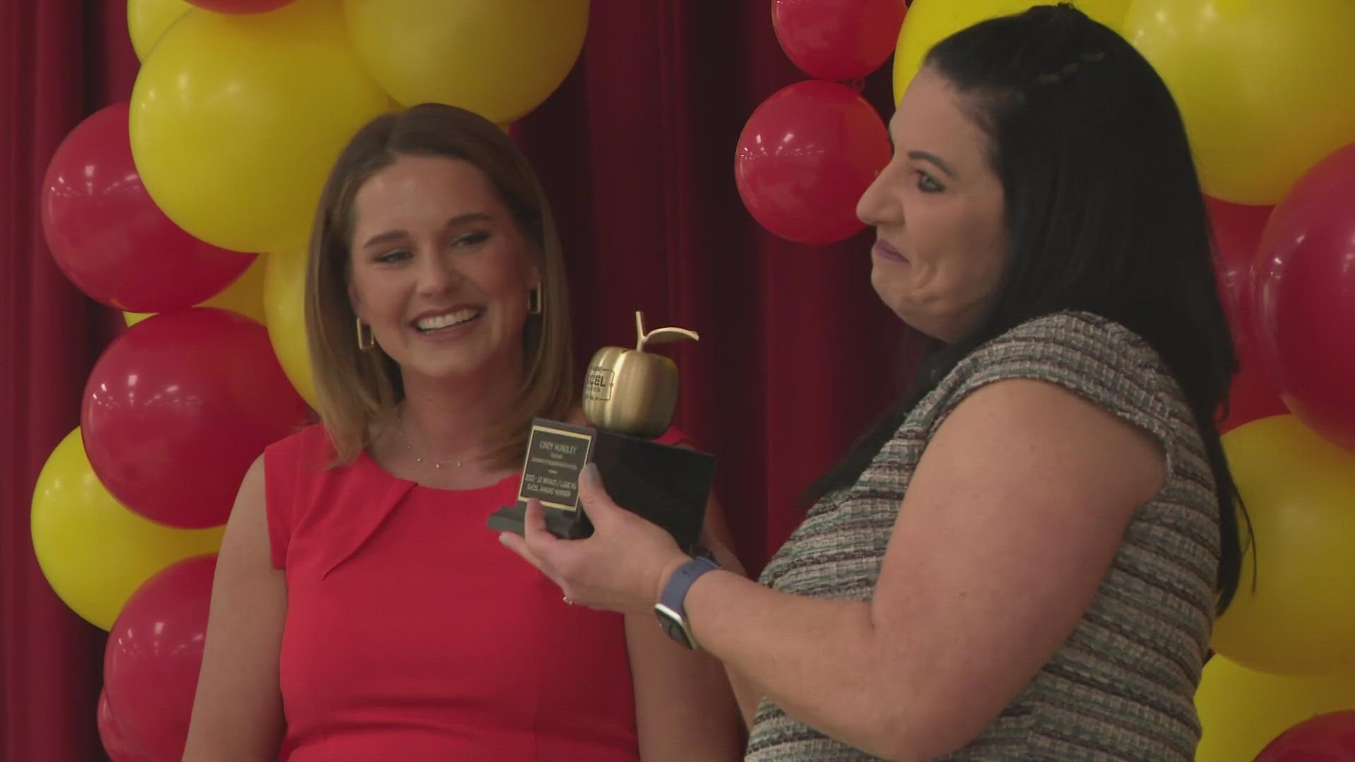 Cindy Hundley, a teacher with 29 years of experience, was honored with an ExCel award at Gutermuth Elementary.