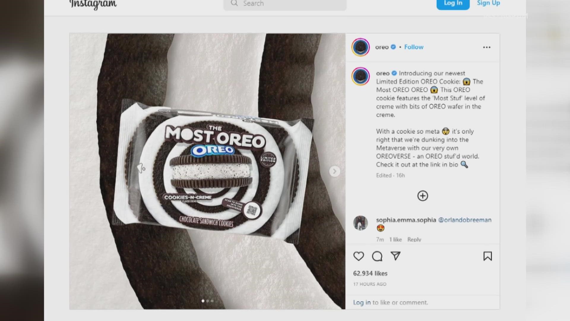 The company is also launching the Oreo-verse, an online Metaverse experience. You can play cookie-themed games and try for a chance to win $50,000.