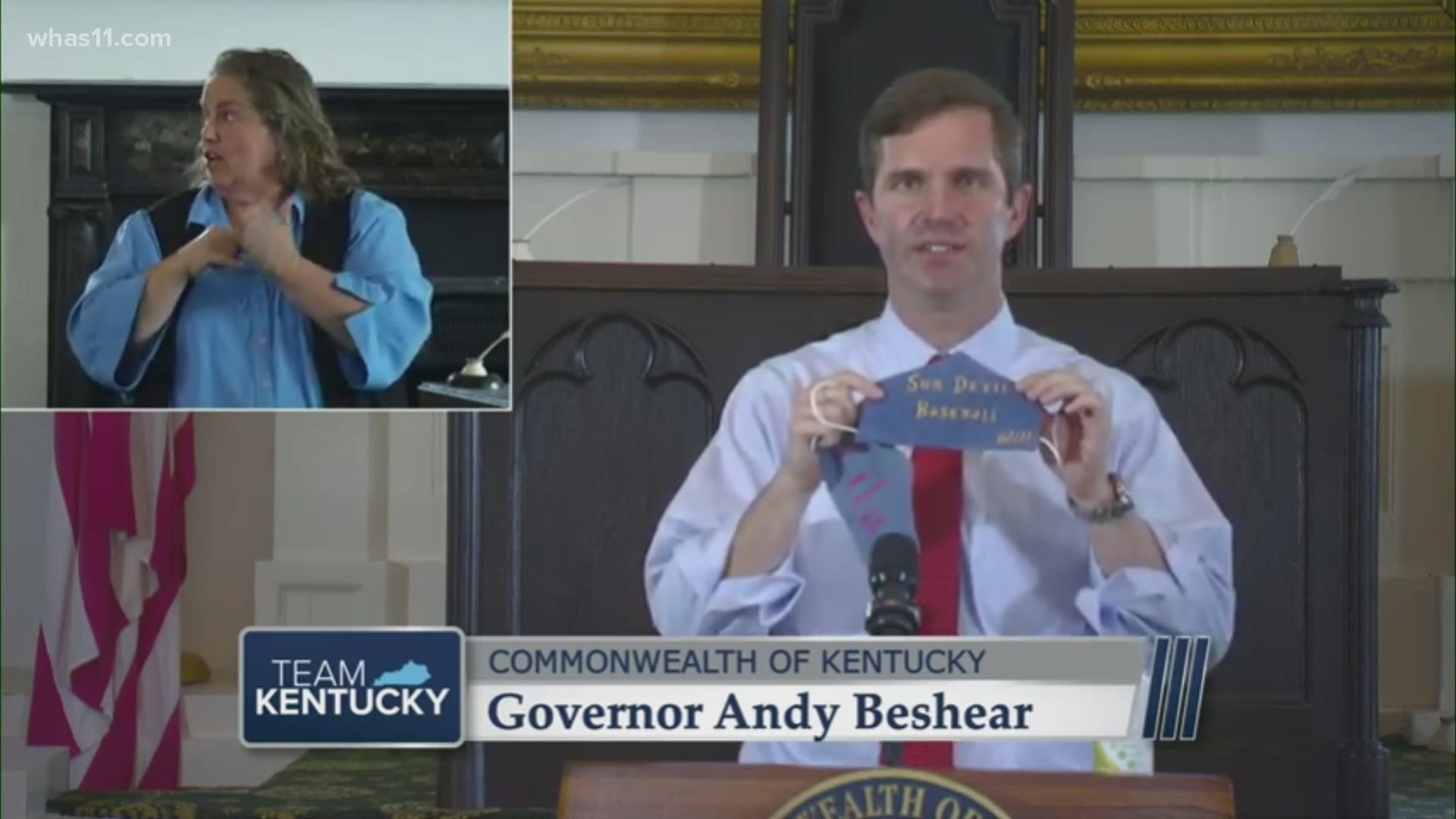 During his weekly COVID-19 briefing, Gov. Andy Beshear urged people to wear masks to prevent the spread of the virus, saying everyone has the responsibility.