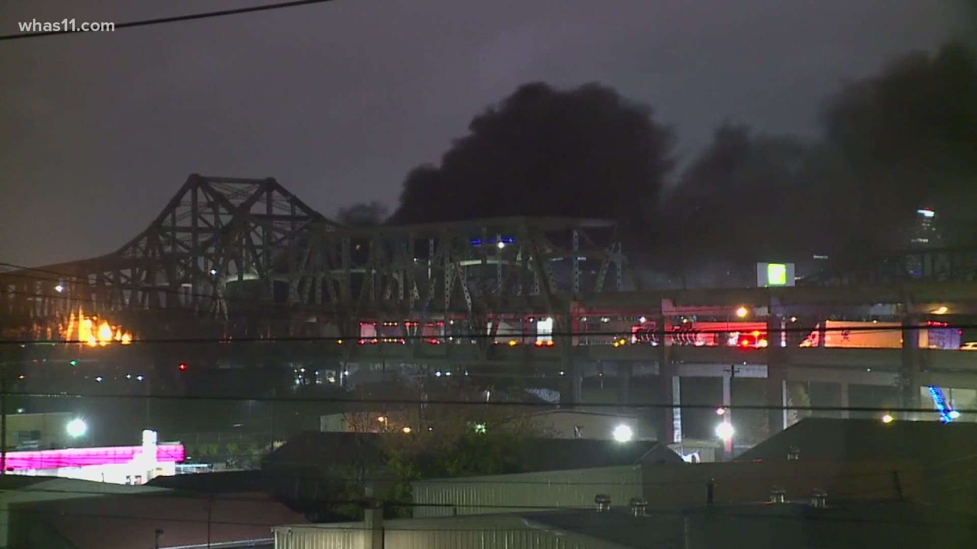 Both lanes of I-75 on the Brent Spence Bridge were closed early Wednesday morning after two semis struck one another. A fire has caused 'significant' damage.