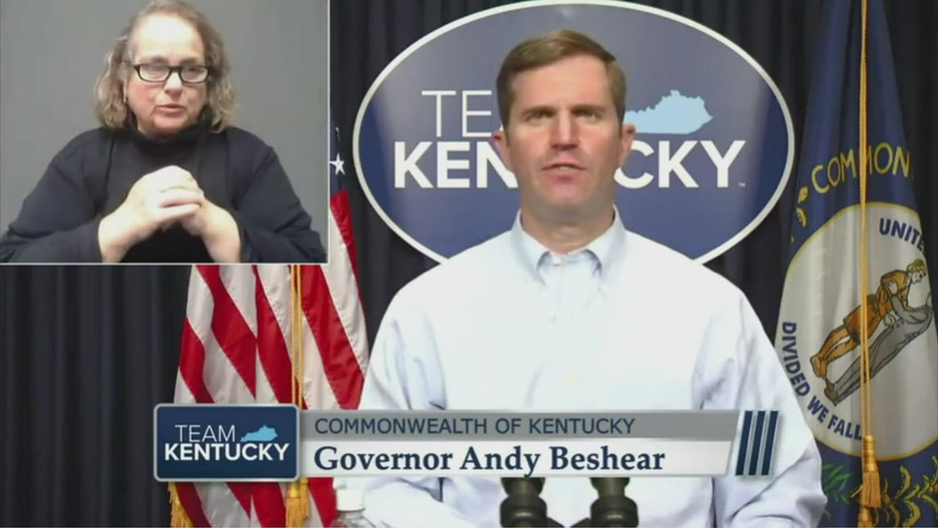 The governor said it is a dangerous time as the test positivity rate is at 12.35% and 119 Kentucky counties are in the red zone.