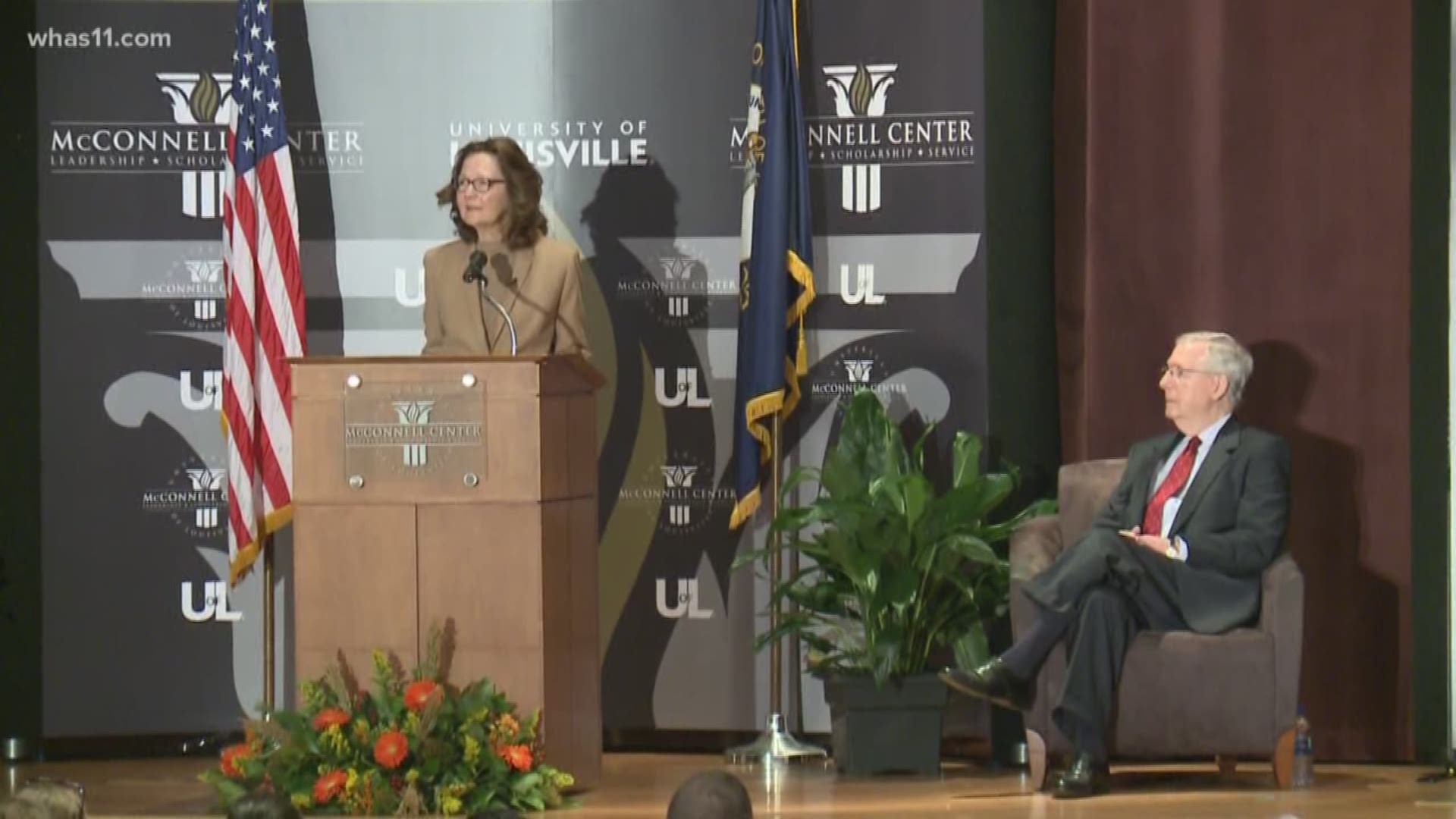 Director Gina Haspel spent her morning in Louisville, a guest of Senate Majority Leader Mitch McConnell and UofL's McConnell Center.