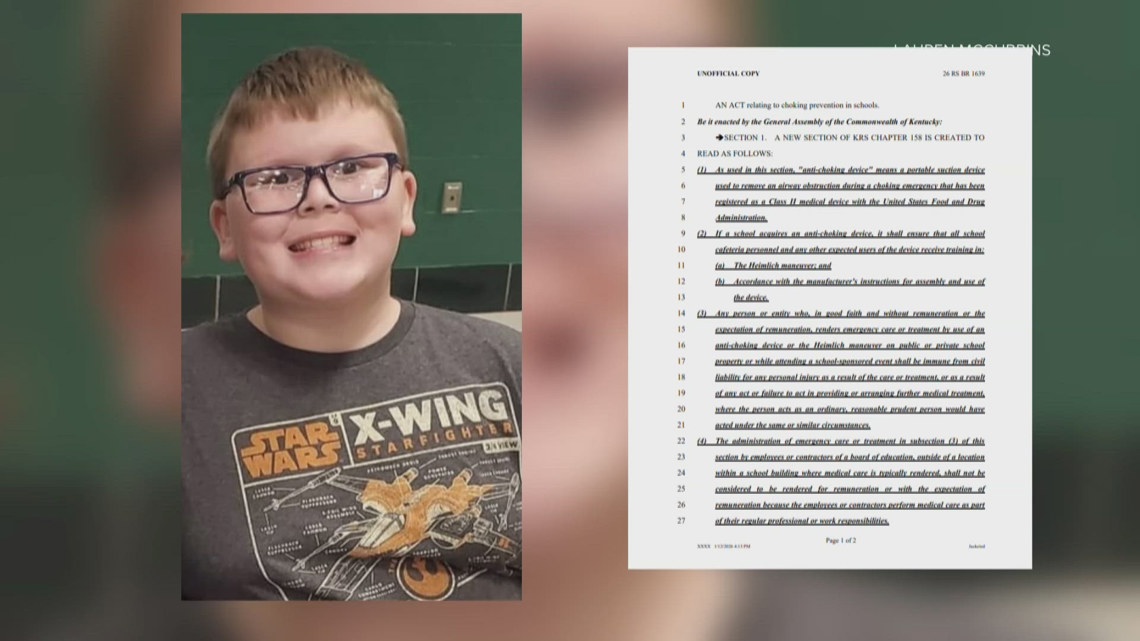 Landon's Law: Kentucky House committee advances bill to allow anti-choking devices in schools