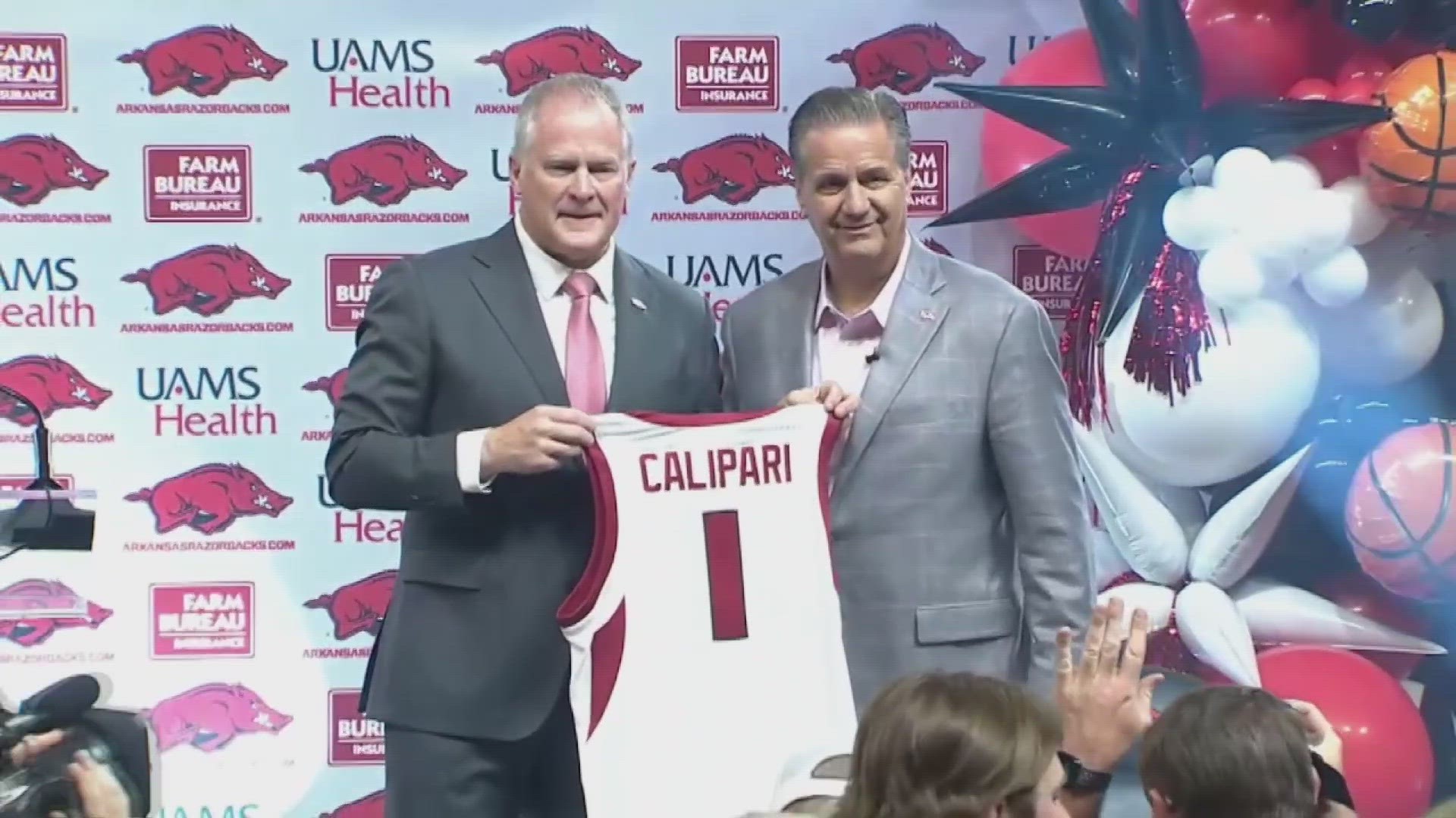 Arkansas officials introduced Calipari to a packed crowd at Bud Walton Arena.