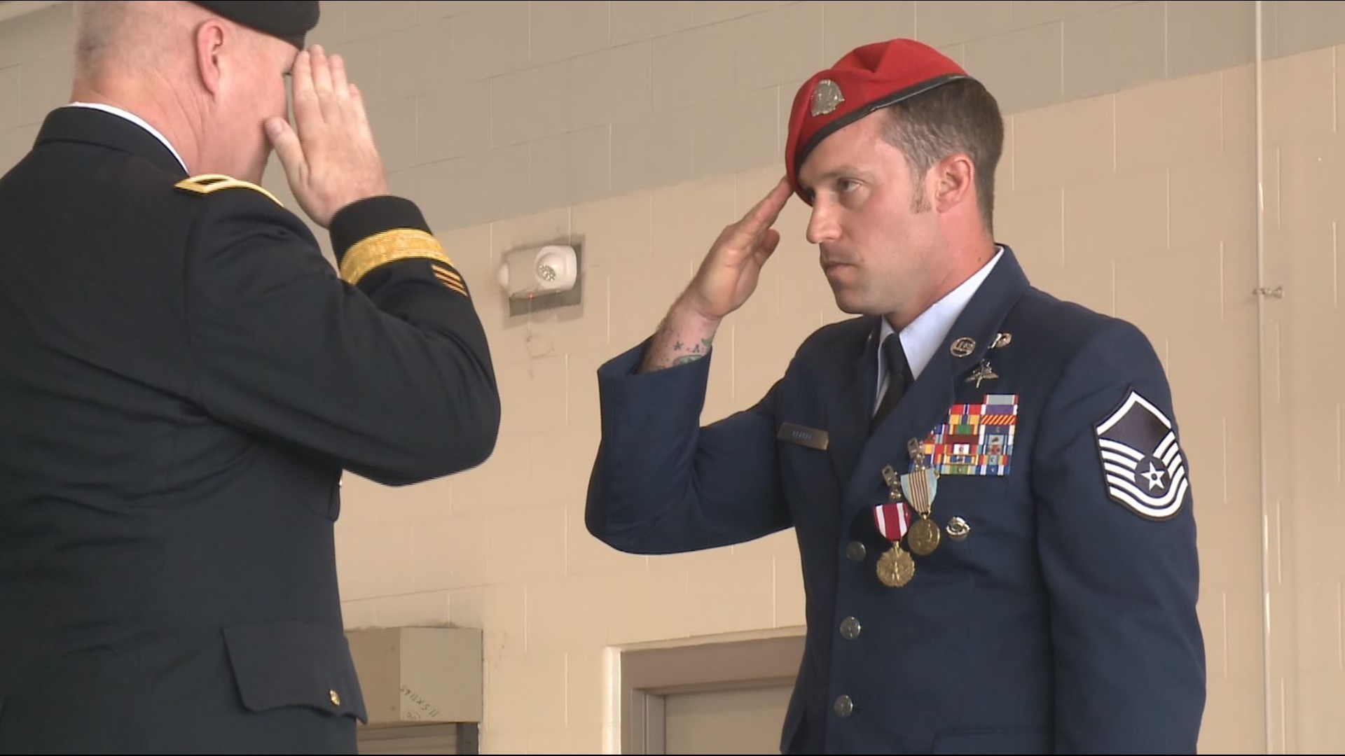 Officials said Master Sgt. Daniel Keller, a combat controller in the Kentucky Air Guard's 123rd Special Tactics Squadron, was recognized for his life-saving actions.