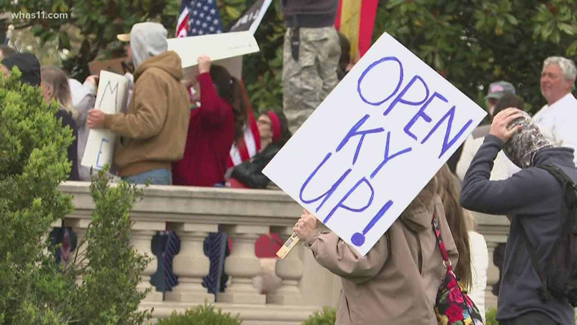 A large group of protestors demanded Kentucky reopen for business.