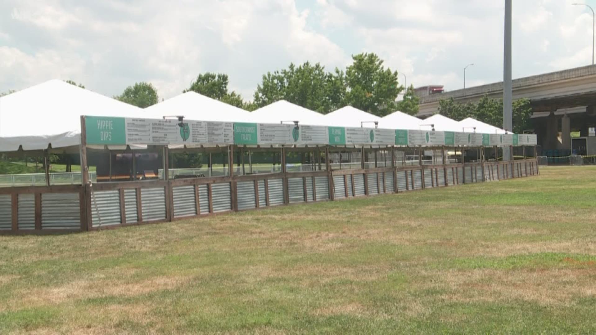 Waterfront Park is slowly transforming into a mix of music, bourbon and food for Forecastle.