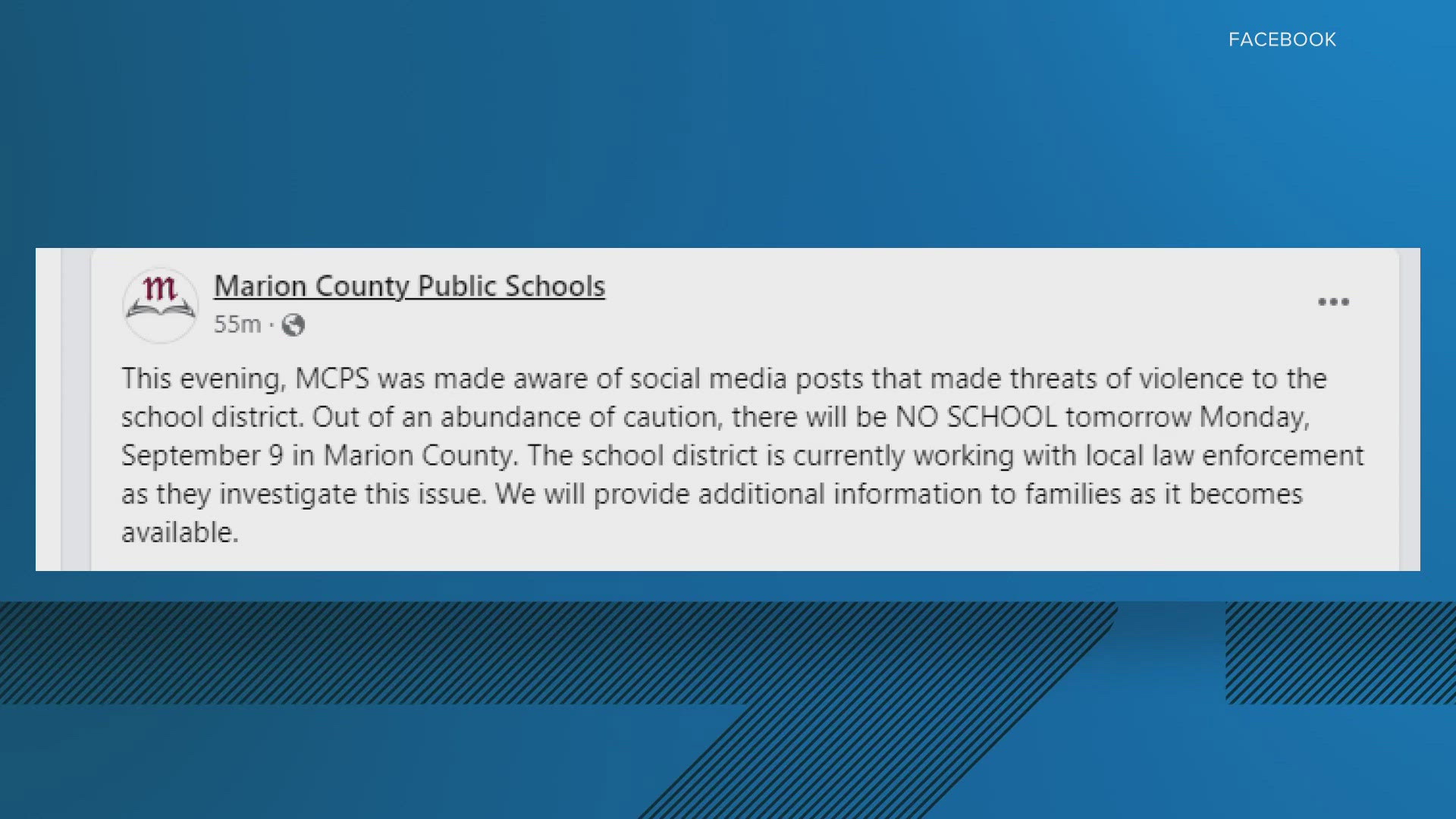 The Kentucky school district is closed Monday after a threatening social media post made against one of the high schools in the district.