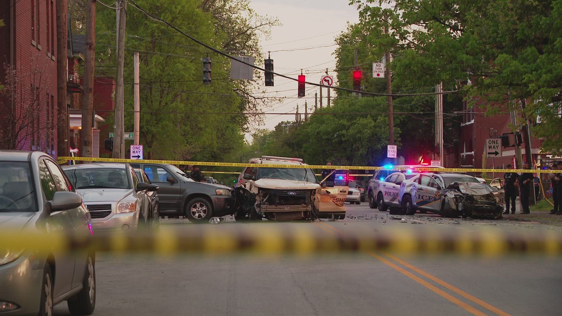 A Louisville Metro Police officer and Jefferson County Sheriff's deputy were among those injured.