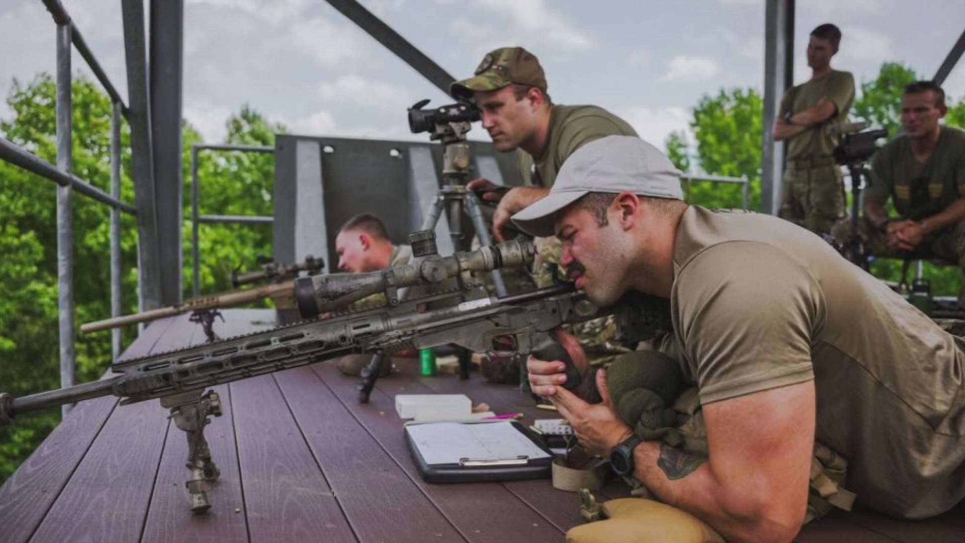 Staff Sgt. Cameron Bahi is a trained sniper who sharpens his skills on the weekends, but then works as a nurse in the adult neurological intensive care unit.