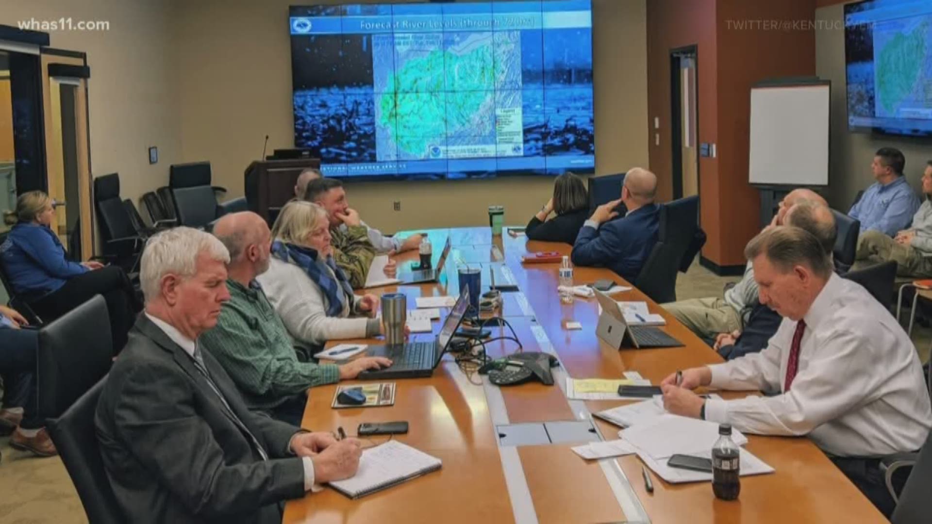 Governor Beshear met with emergency management officials to discuss more flooding to areas already saturated by recent rains.