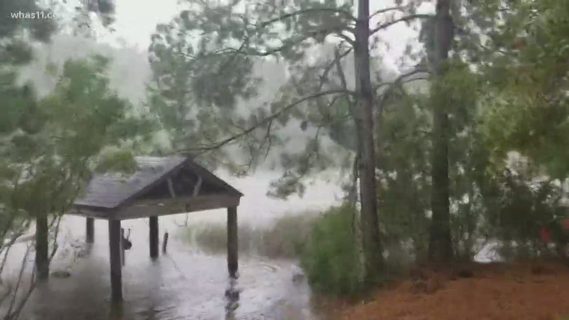 Jeffersontown man shows flooding in his NC backyard