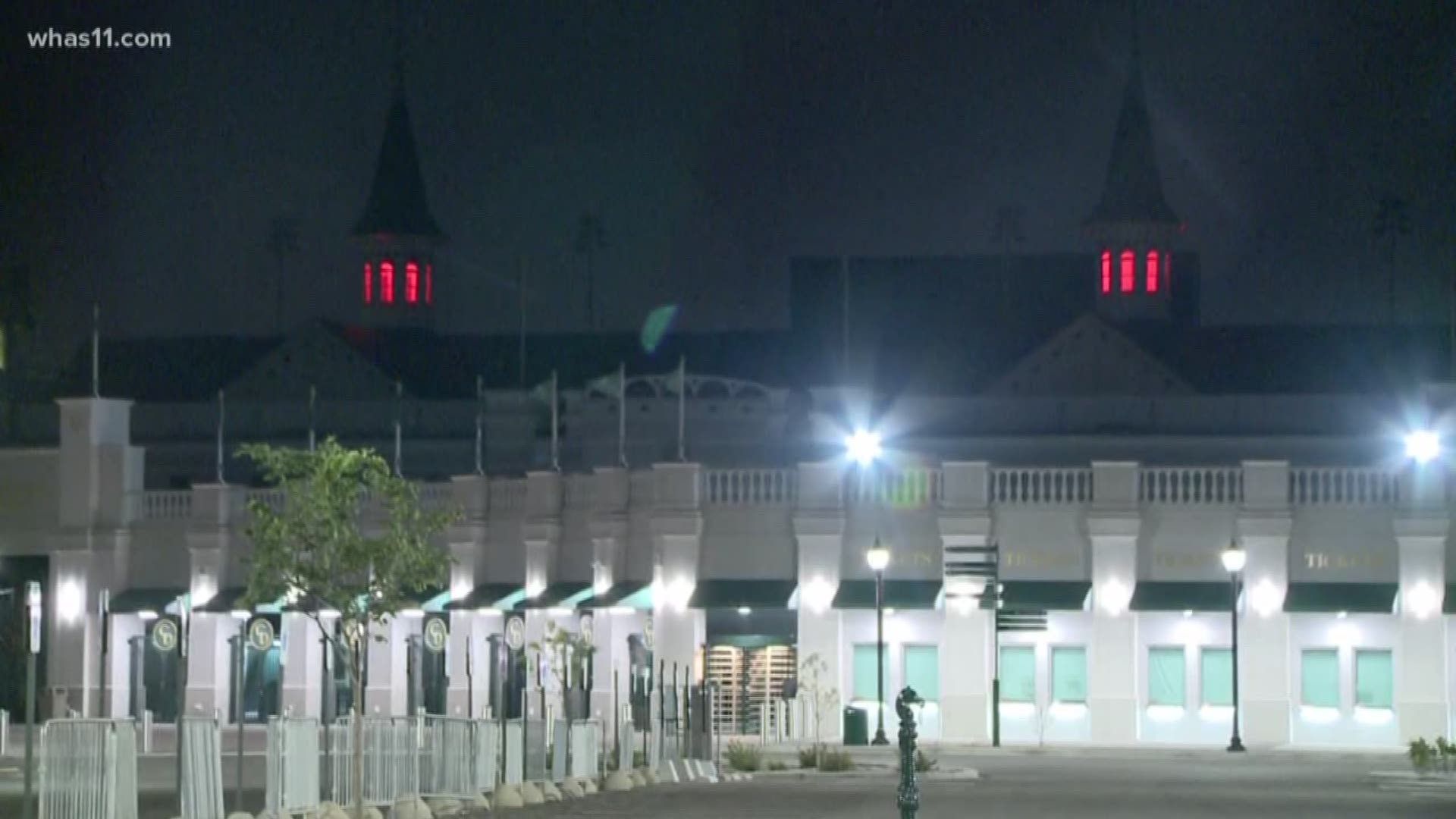 The famed twin spires at Churchill Downs where lit in red, Western Kentucky Hilltopper red to honor the man who became as big a symbol of Churchill as the spires.