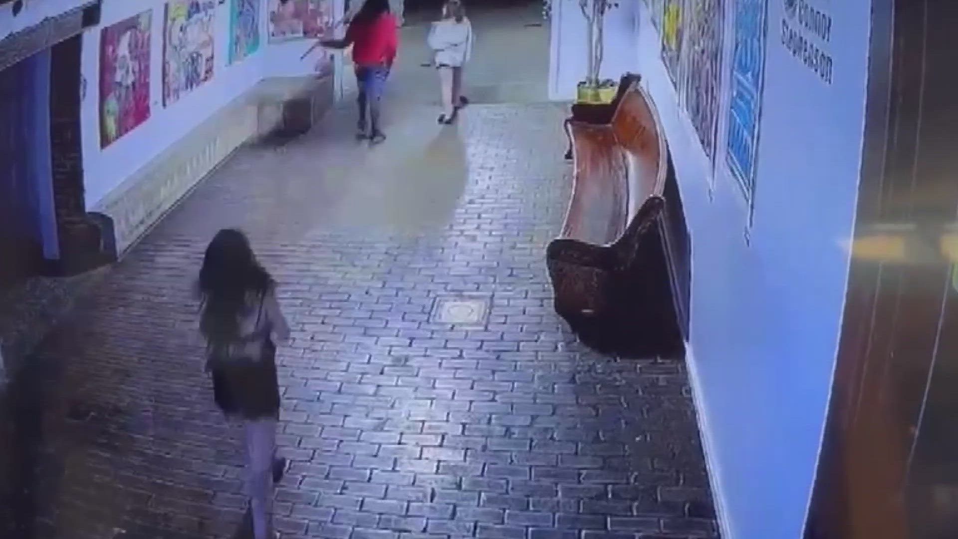 A theft caught on camera at the Mellwood Art Center. This video shows what appears to be several people grabbing two pieces of art right off the wall.