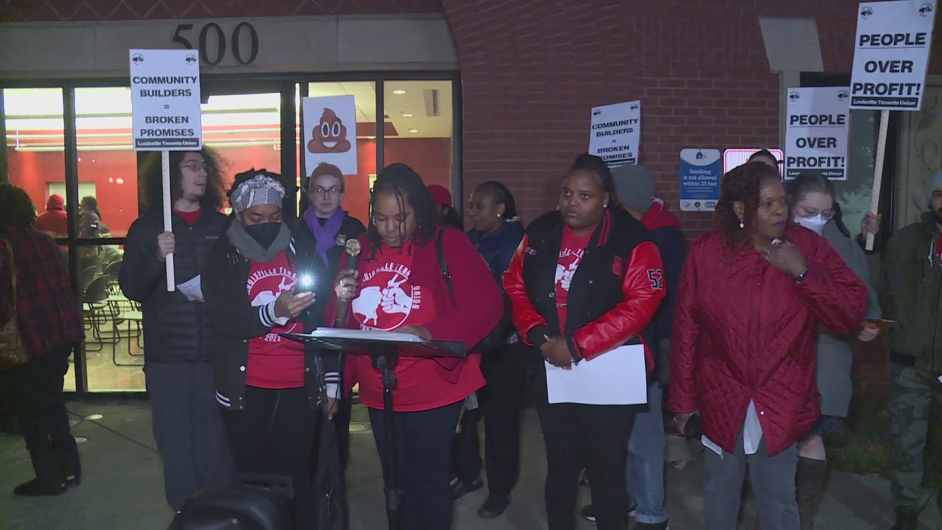 Tenants at Louisville's Liberty Green Apartments demanded action on Wednesday to make their homes safer.