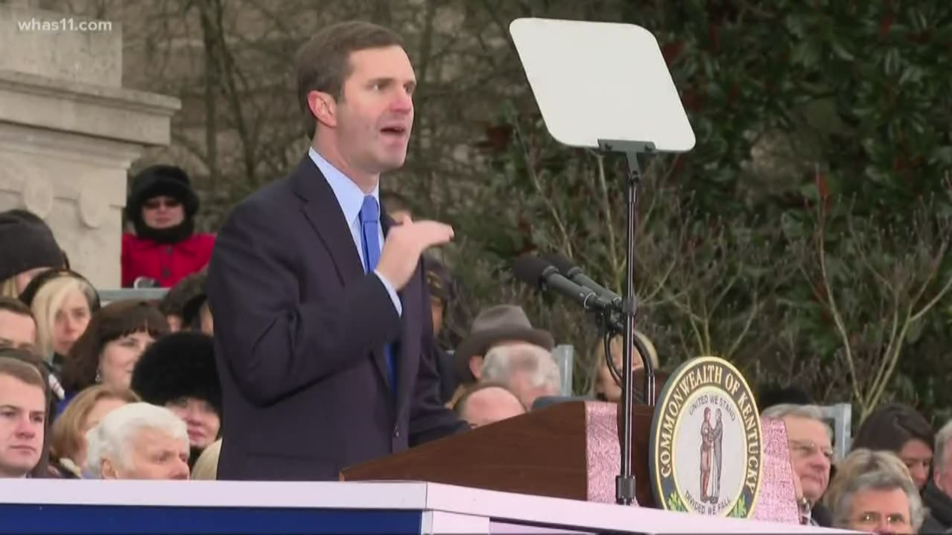 During his inaugural speech, Beshear announced he will restore voting rights to 100,000 Kentuckians, give public teachers a $2K raise, and will reorganize the KBE.